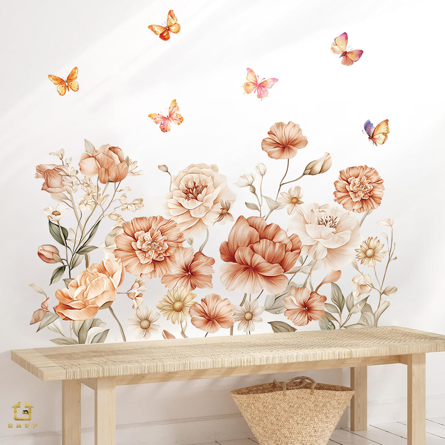 Baby Nursery Plants - Boho Watercolor Flowers Wall Stickers Wildflower