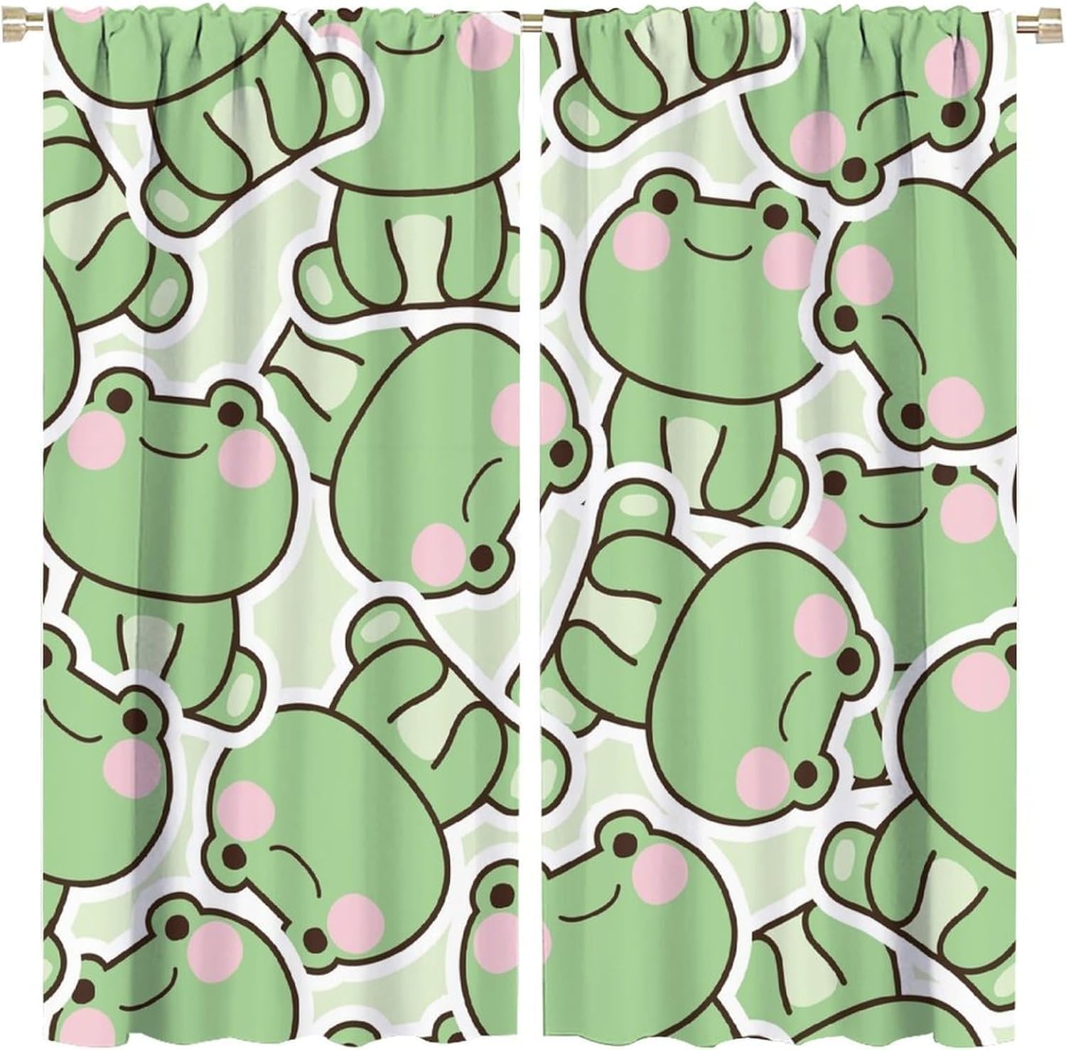 Baby Nursery Curtains - Cute Green Frog Pattern Curtains Nursery