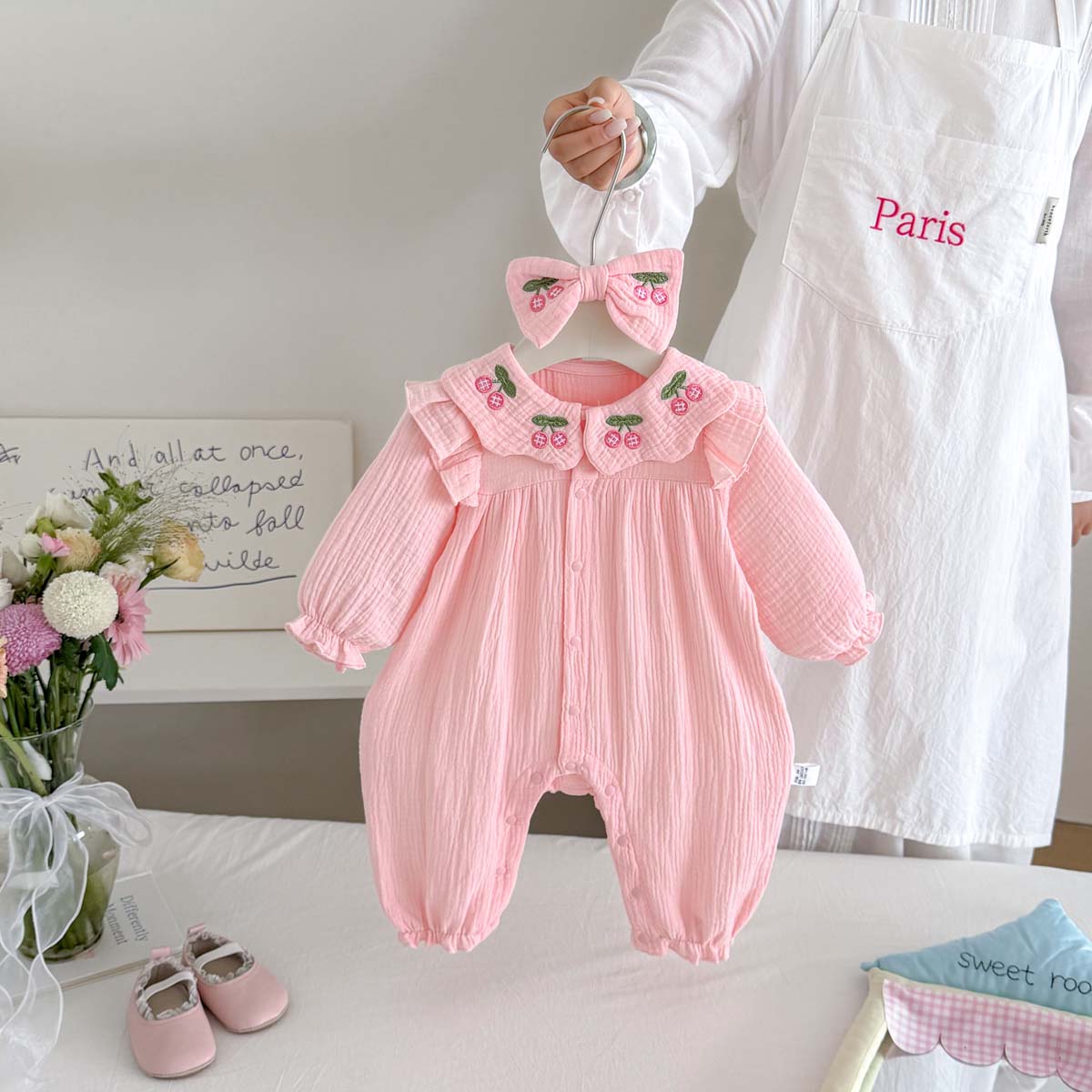 Baby Nursery Embroidery - Newborn Baby Girls Spring Autumn Gauze