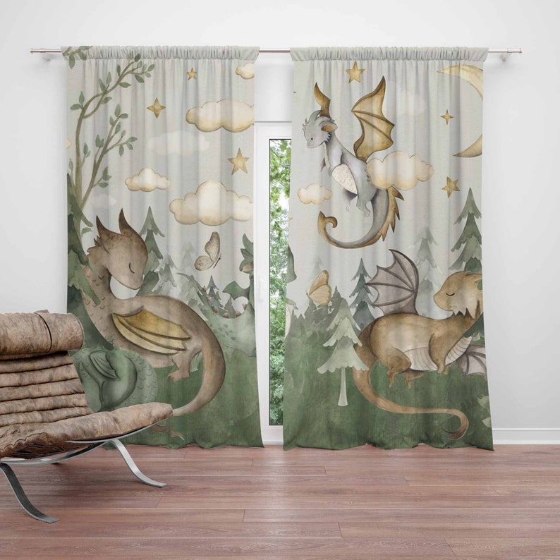 Baby Nursery Curtains - Little Dragon Nursery Curtains Animal Kids