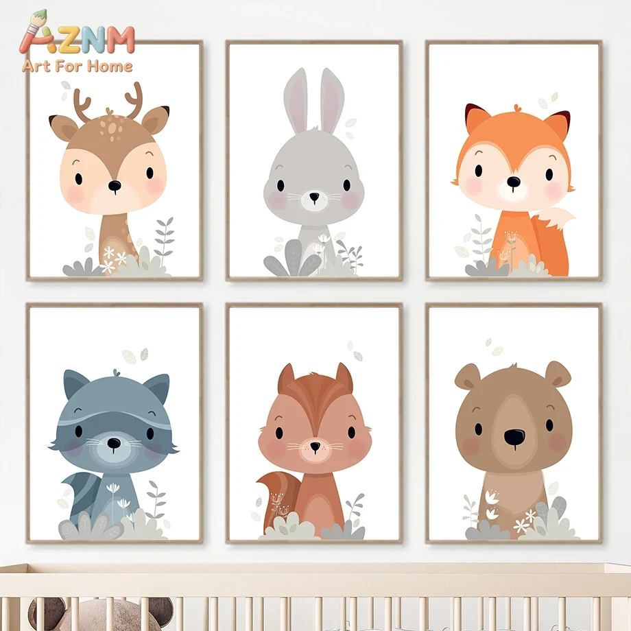 Baby Nursery Plants - AZNM Cute Woodland Forest Animal Canvas