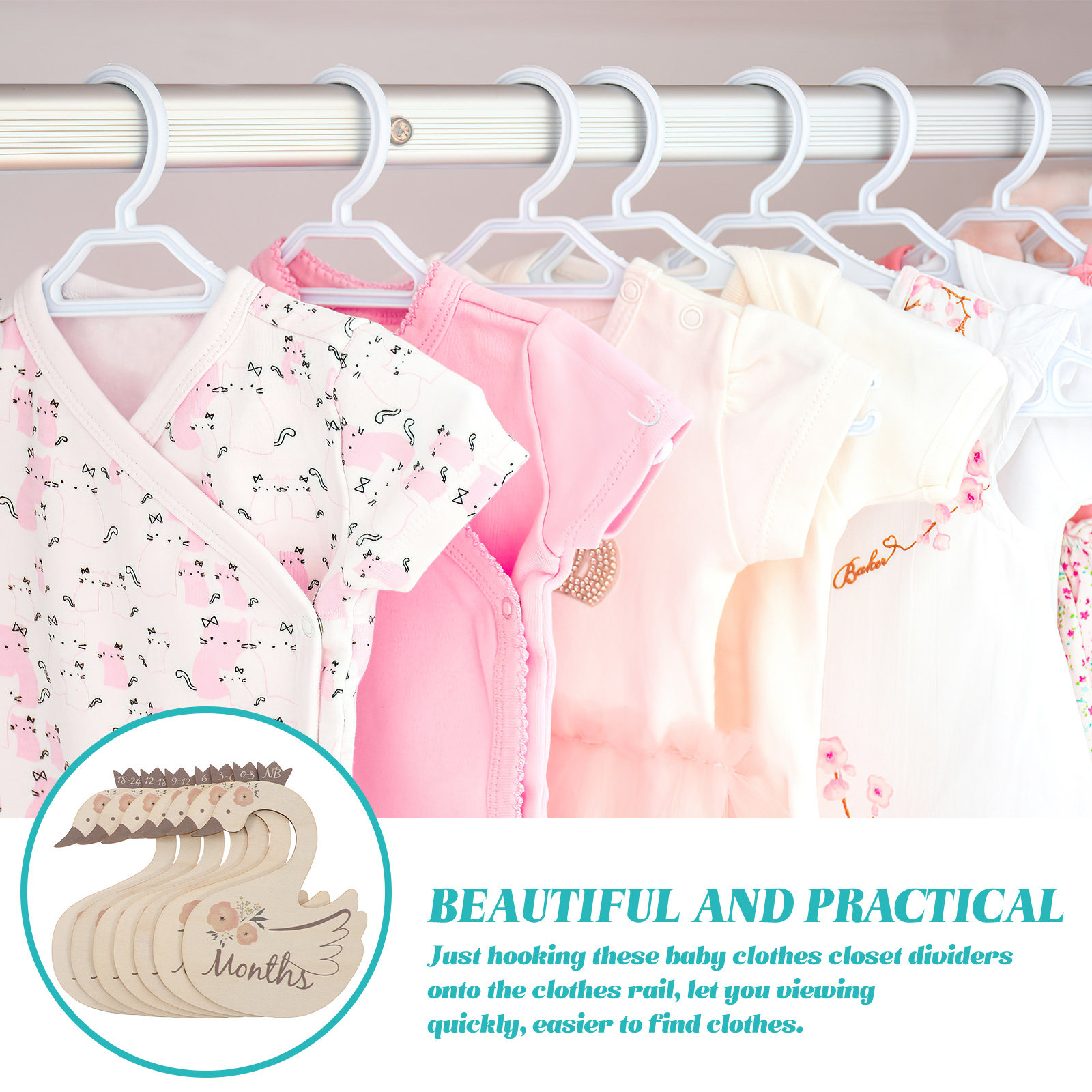7Pcs Swan Baby Clothes Size Di - Closet Organizer Baby 评论和价格