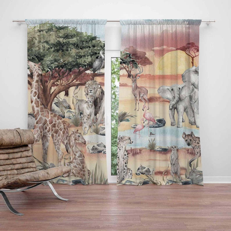 Safari Animals Curtain Kids Be - Baby Nursery Curtains 评论和价格