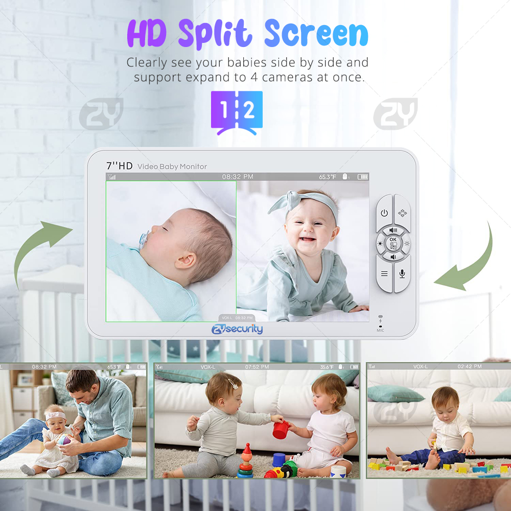 7.0 inch Video Baby Monitor HD - Baby Monitor Split Screen 评论和价格