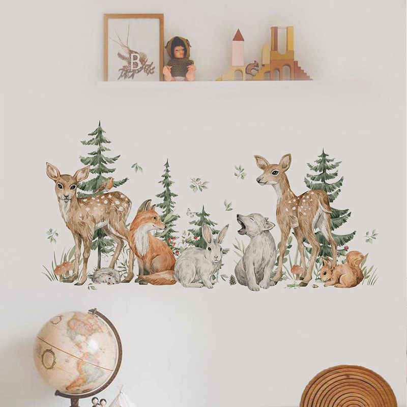 Cartoon Watercolor Forest Anim - Baby Nursery Plants 评论和价格