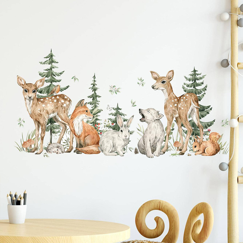 Cartoon Watercolor Forest Anim - Baby Nursery Plants 评论和价格