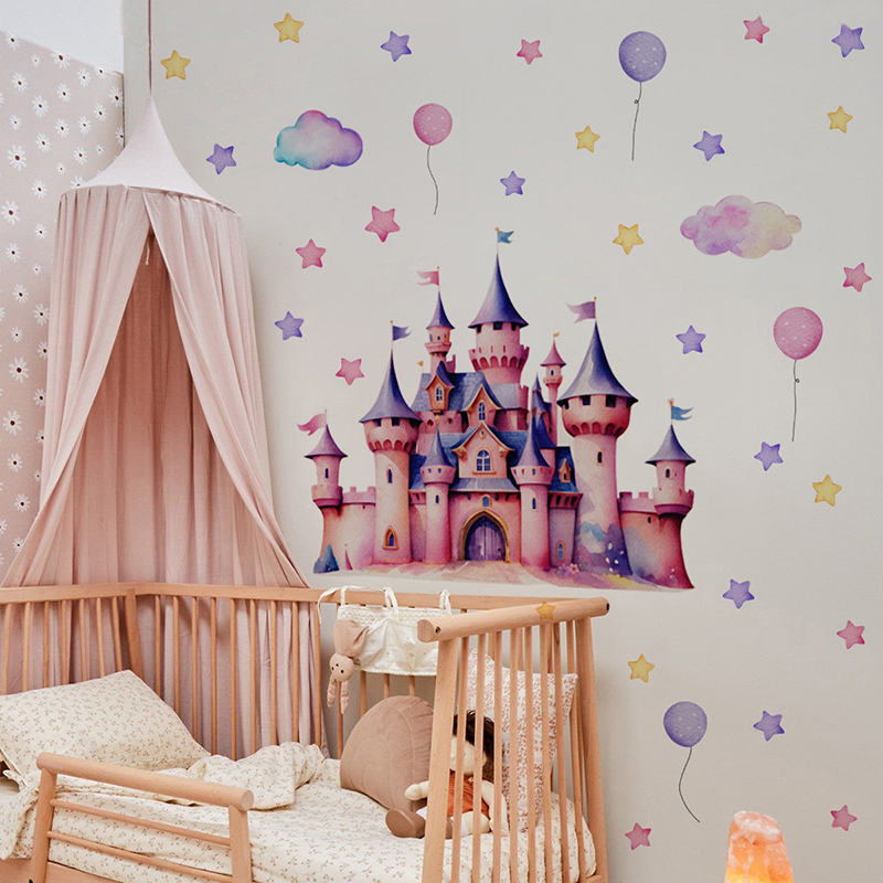 Cartoon Castle Magic Kingdom W - Baby Nursery Wallpaper Girl 评论和价格