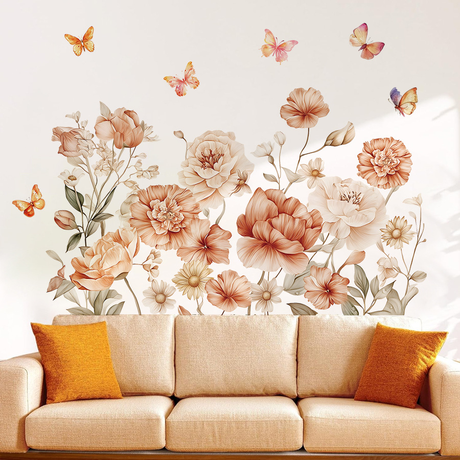 Boho Watercolor Flowers Wall S - Baby Nursery Plants 评论和价格