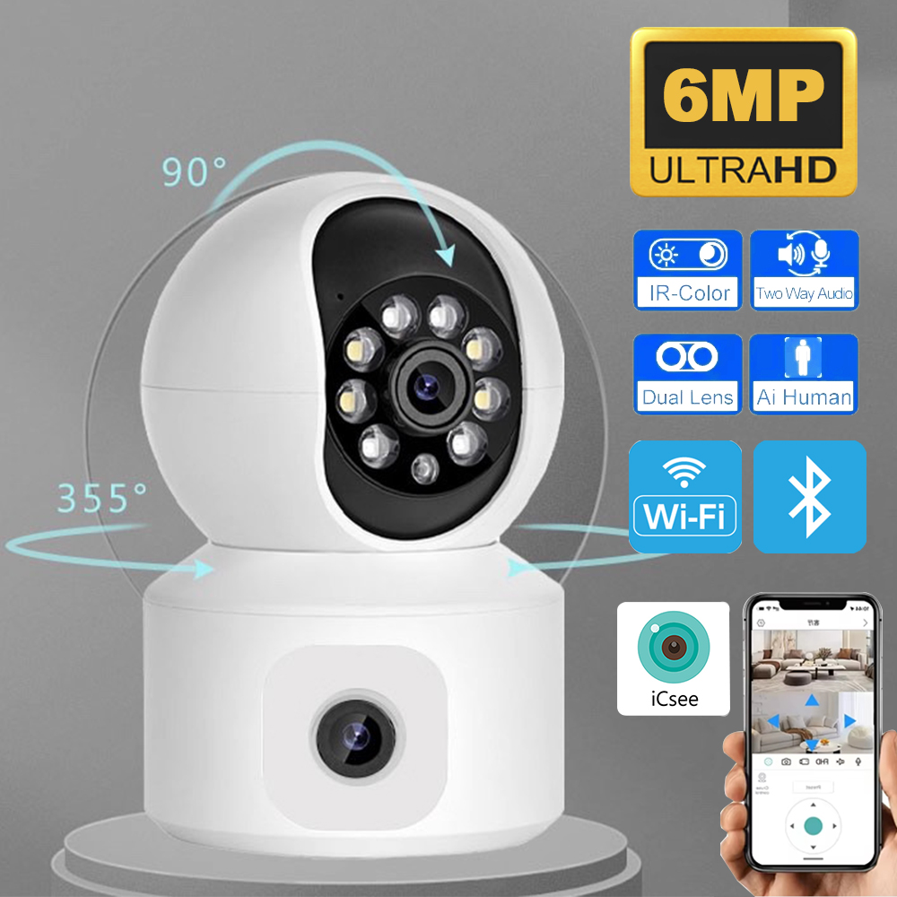 6MP ICSEE WiFi IP Camera Dual  - Baby Monitor Split Screen 评论和价格