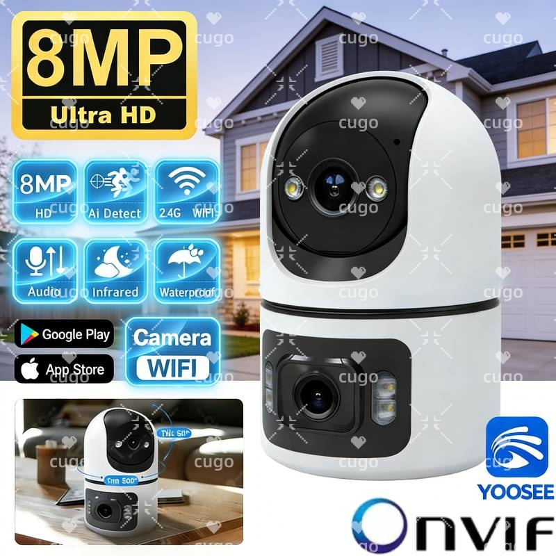 8MP WiFi IP Camera Dual Lens B - Baby Monitor Split Screen 评论和价格