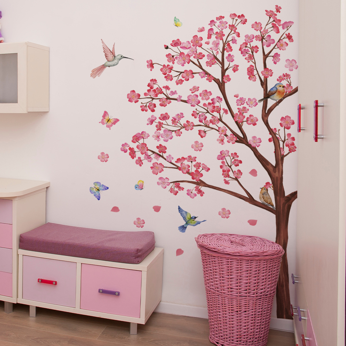 Watercolour Bird Flower Wall S - Baby Nursery Plants 评论和价格