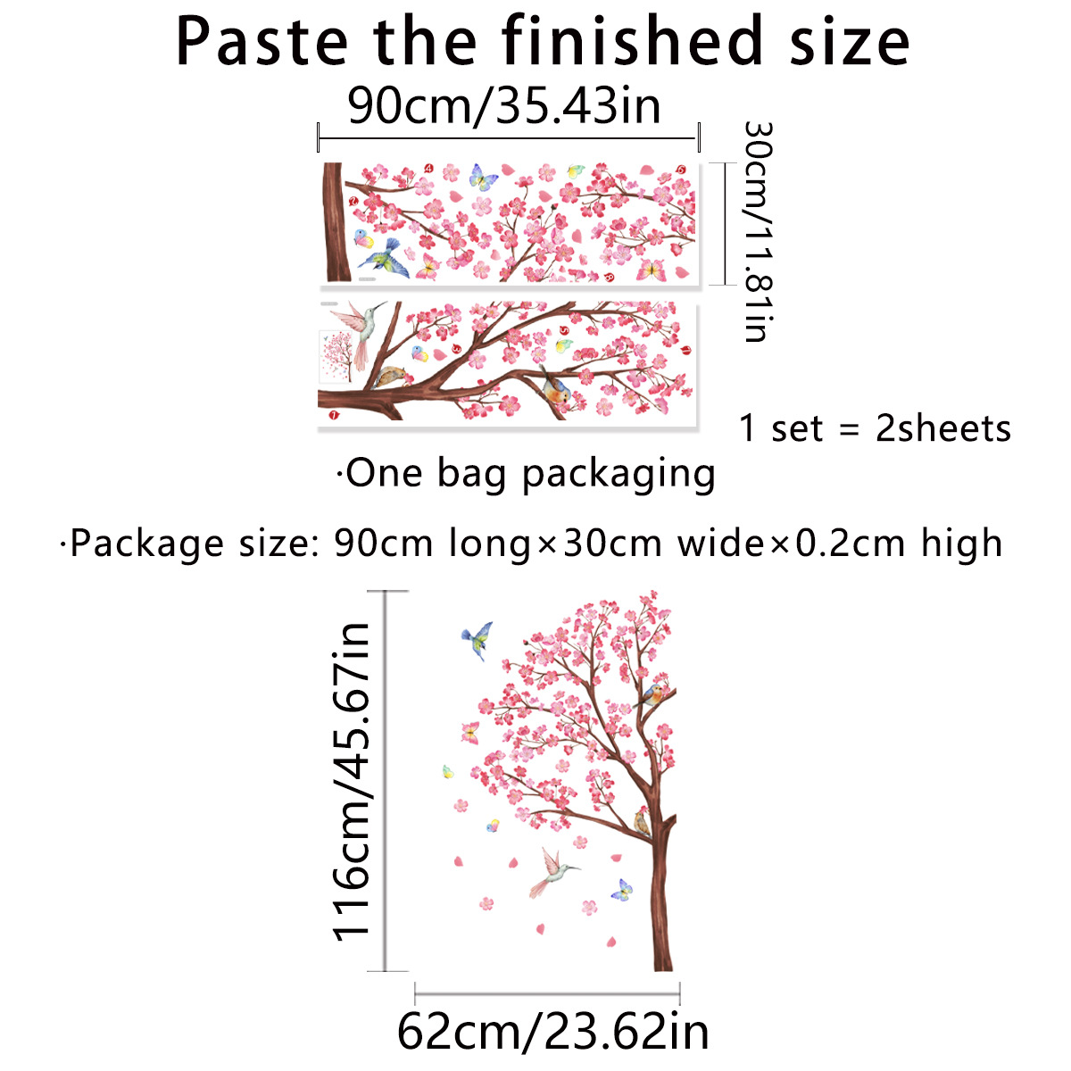 Watercolour Bird Flower Wall S - Baby Nursery Plants 评论和价格