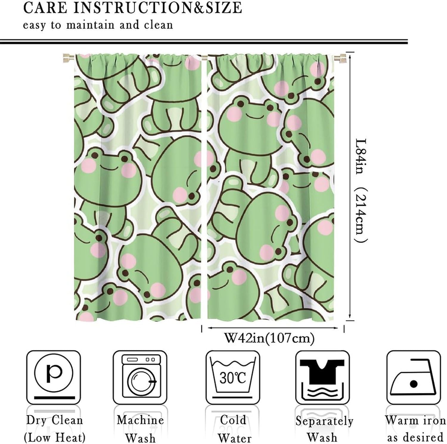 Cute Green Frog Pattern Curtai - Baby Nursery Curtains 评论和价格