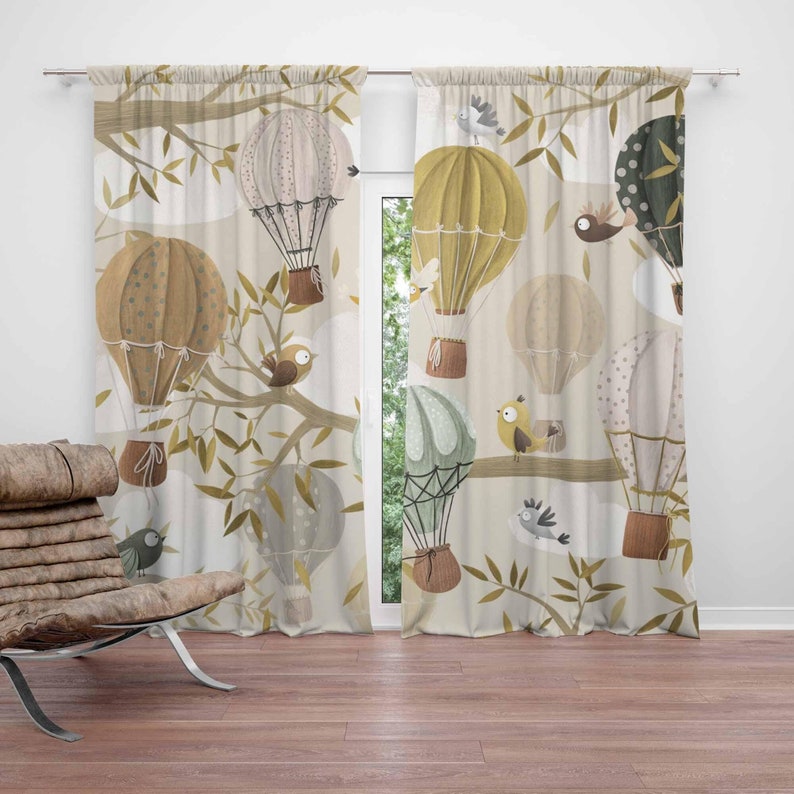 Hot Air Balloon Curtains Bird  - Baby Nursery Blackout Curtains 评论和价格