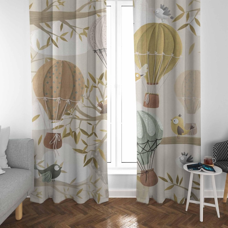 Hot Air Balloon Curtains Bird  - Baby Nursery Blackout Curtains 评论和价格