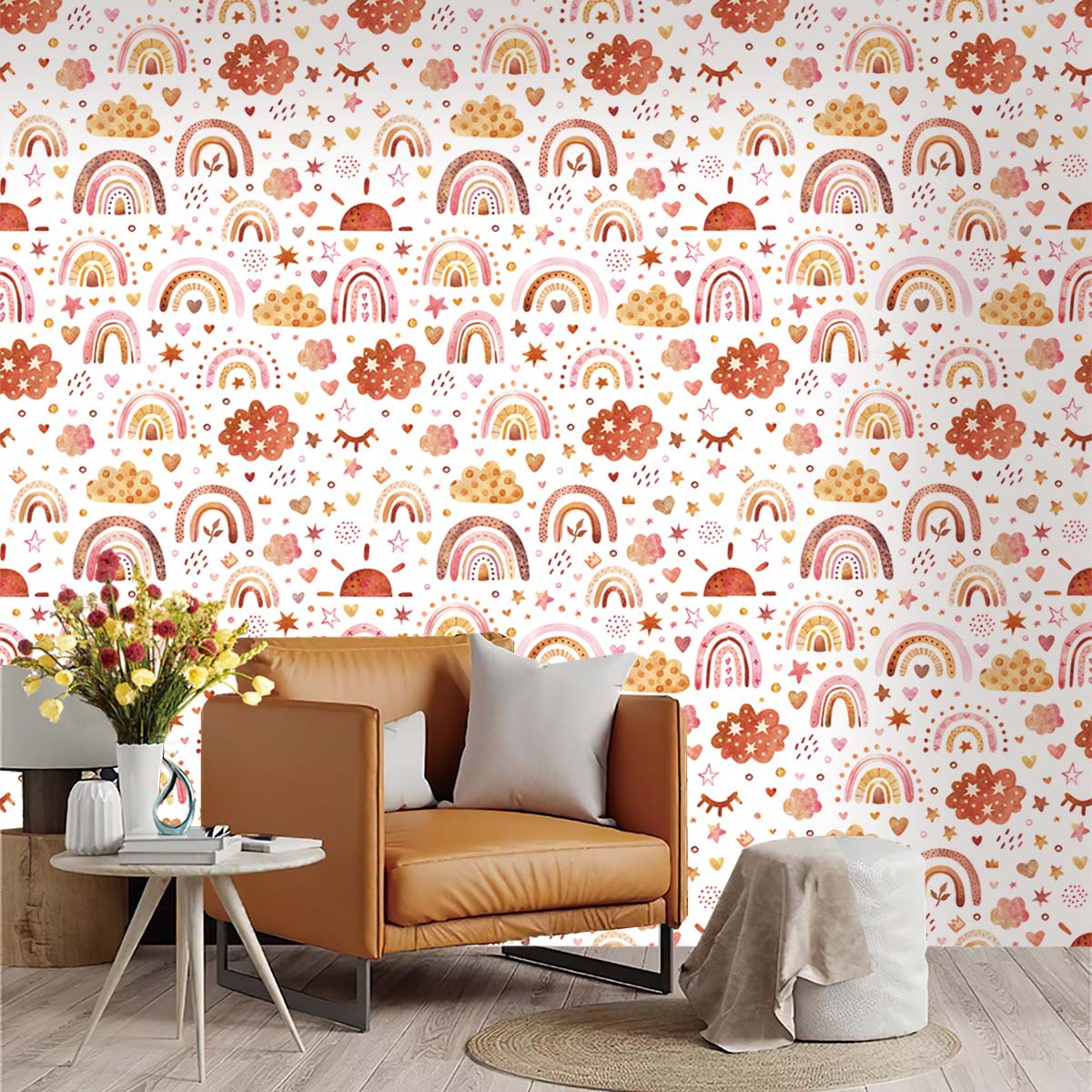 Rainbow Wallpaper Peel and Sti - Baby Nursery Wallpaper Girl 评论和价格