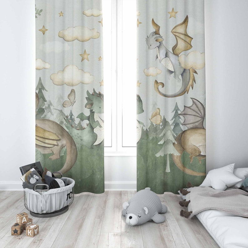 Little Dragon Nursery Curtains - Baby Nursery Curtains 评论和价格