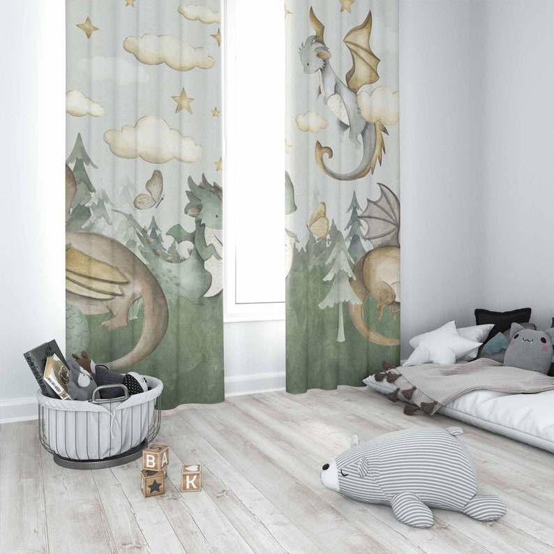 Little Dragon Nursery Curtains - Baby Nursery Curtains 评论和价格