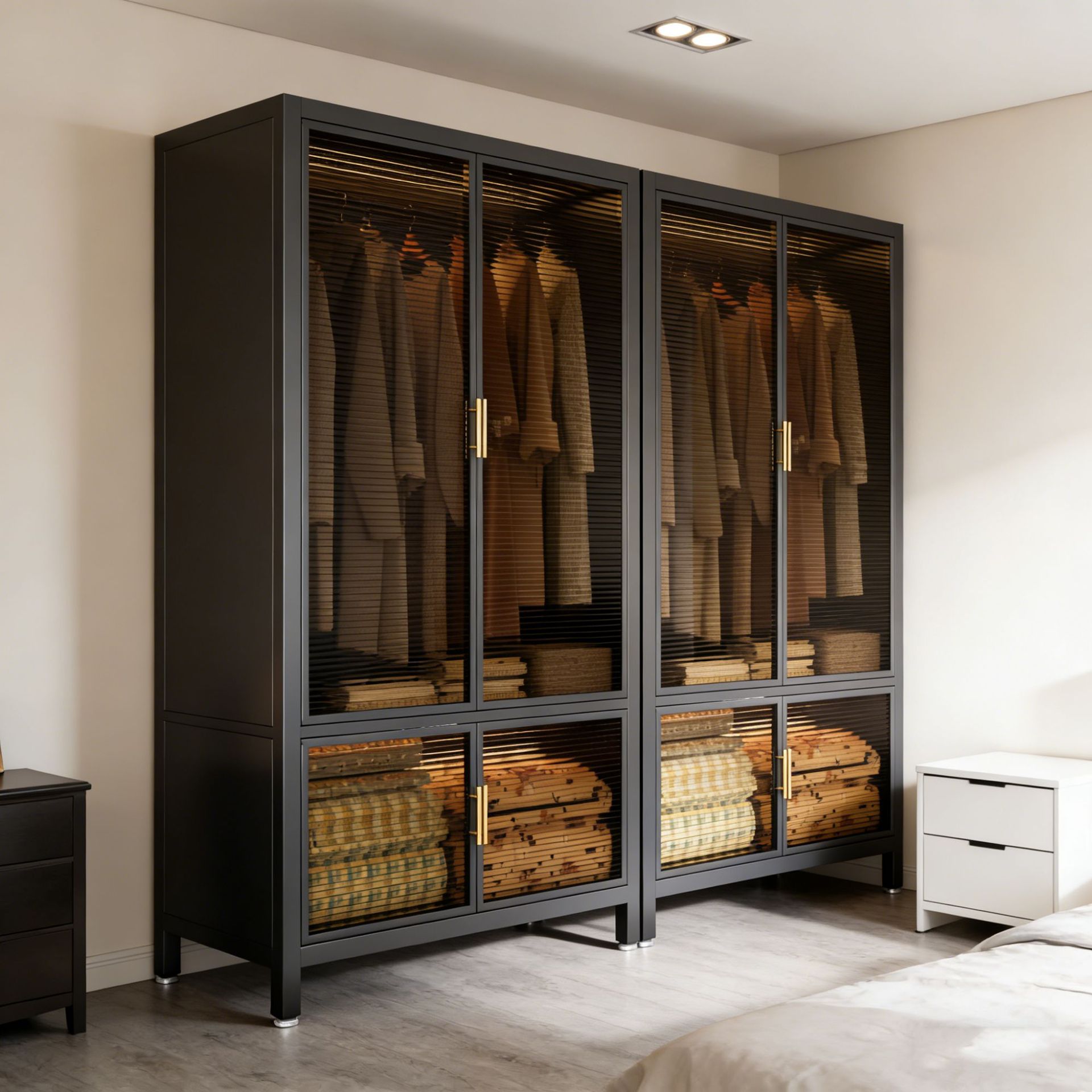 Steel Glass Wardrobe Closet Be - Closet Organizer Baby 评论和价格