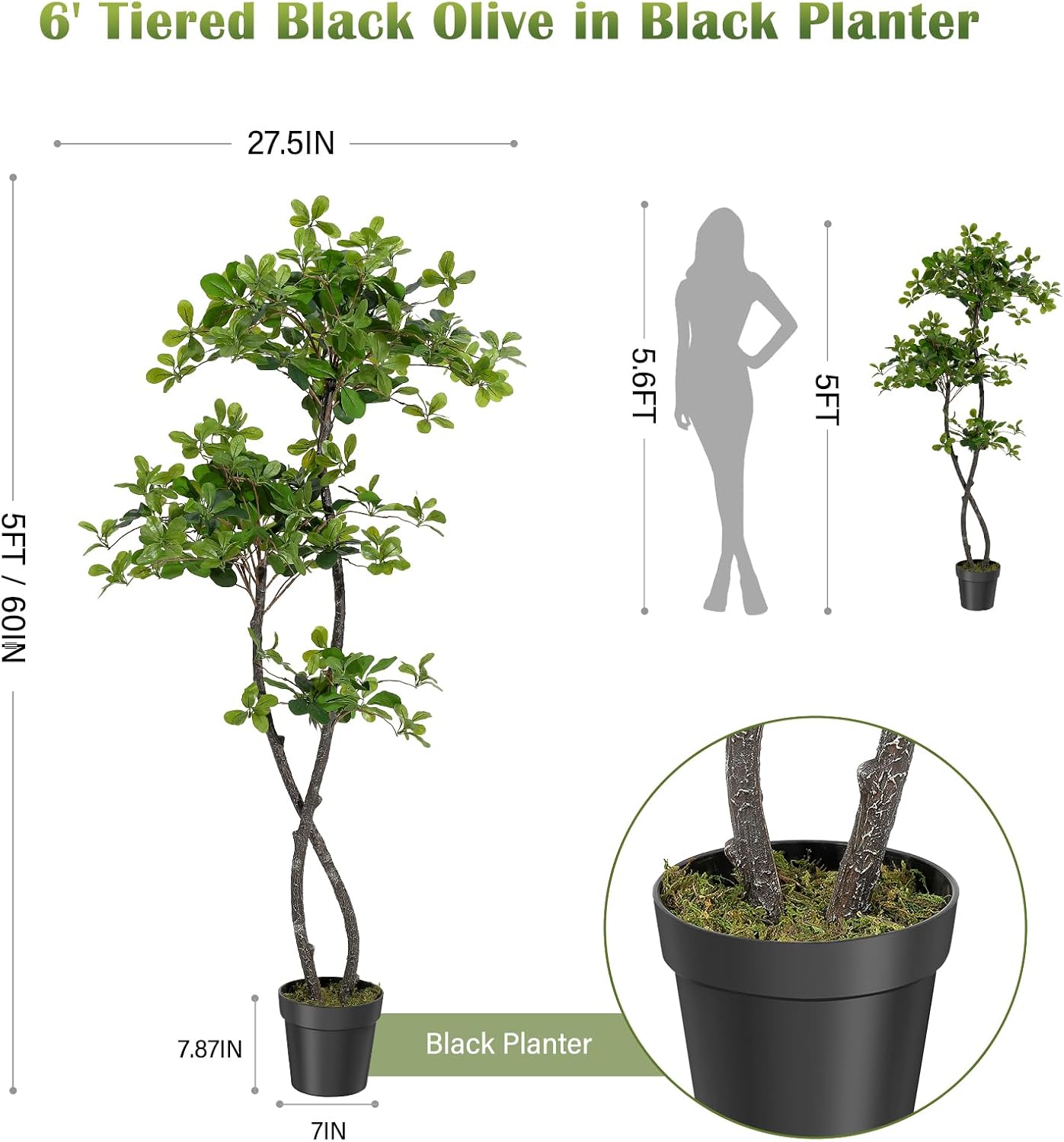 Artificial Plants Indoor, 5/6  - Baby Nursery Plants 评论和价格