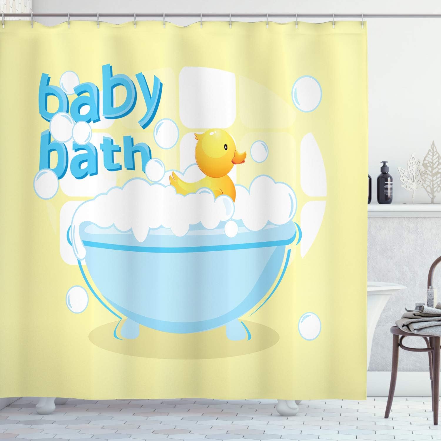 Yellow Baby Bath Shower Curtai - Baby Nursery Curtains 评论和价格