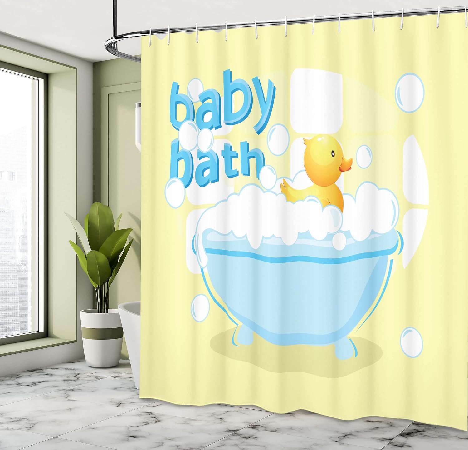 Yellow Baby Bath Shower Curtai - Baby Nursery Curtains 评论和价格