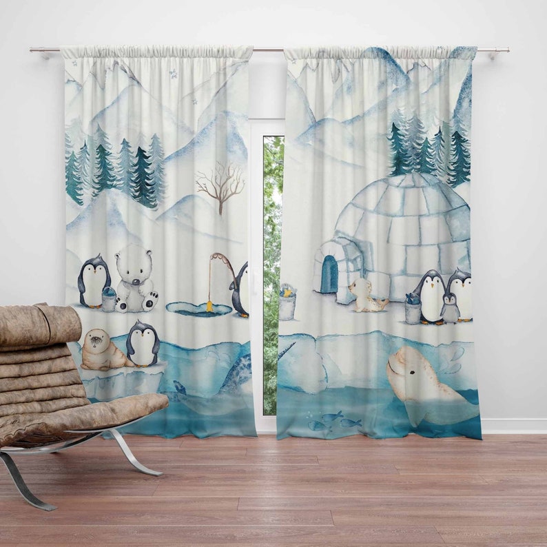 Arctic Animals Nursery Curtain - Baby Nursery Blackout Curtains 评论和价格