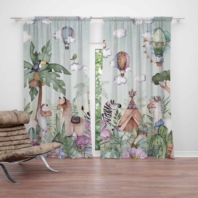 Safari Animals Party Nursery C - Baby Nursery Curtains 评论和价格