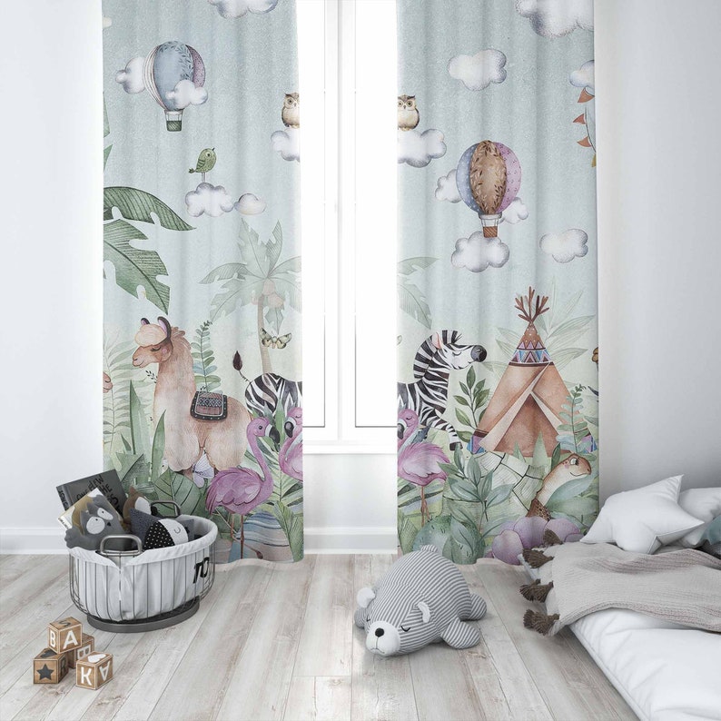 Safari Animals Party Nursery C - Baby Nursery Curtains 评论和价格