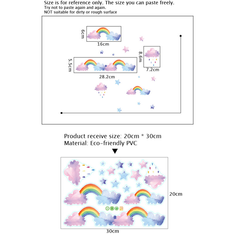 Cartoon Cloud Rainbow Wall Sti - Baby Nursery Layout 评论和价格