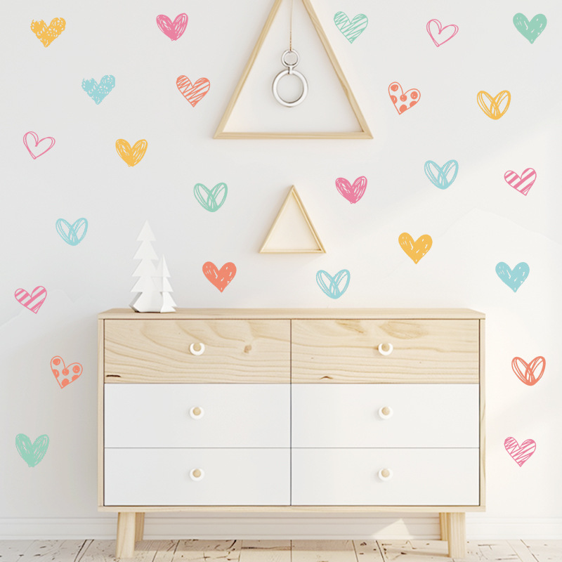 New Colorful Heart Wall Sticke - Baby Nursery Wallpaper Girl 评论和价格