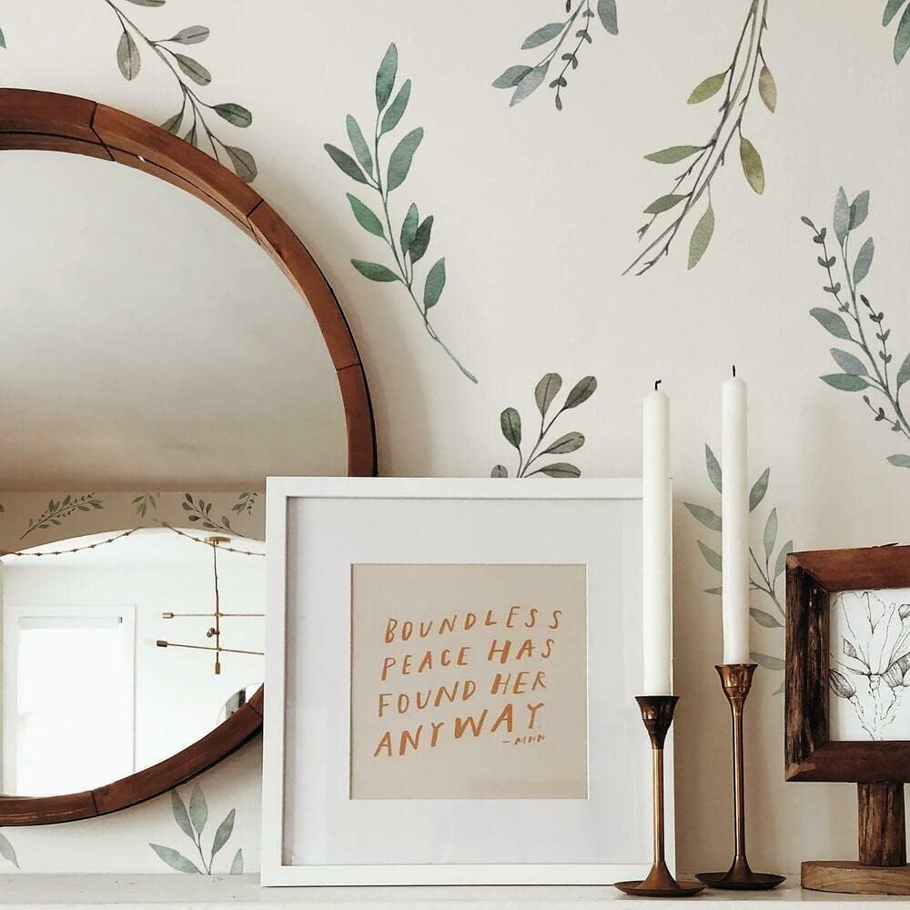 Watercolor Rustic Country Leav - Baby Nursery Plants 评论和价格