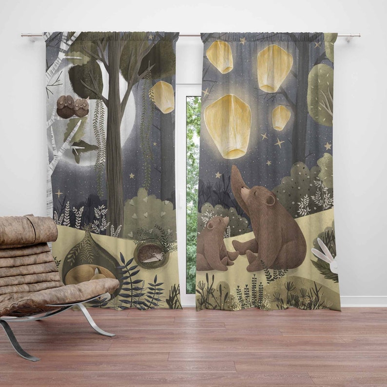 Woodland Nursery Curtains Anim - Baby Nursery Curtains 评论和价格