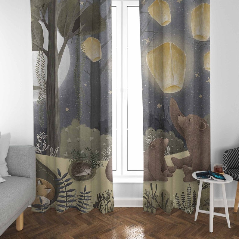 Woodland Nursery Curtains Anim - Baby Nursery Curtains 评论和价格