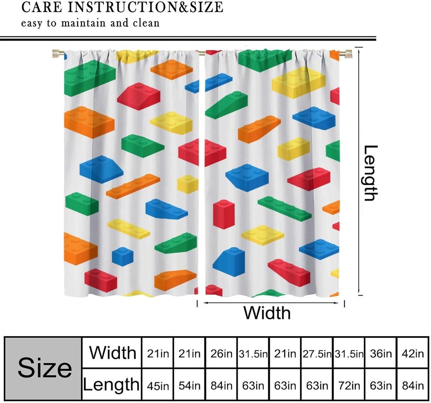 Kids Building Blocks Curtains, - Baby Nursery Curtains 评论和价格