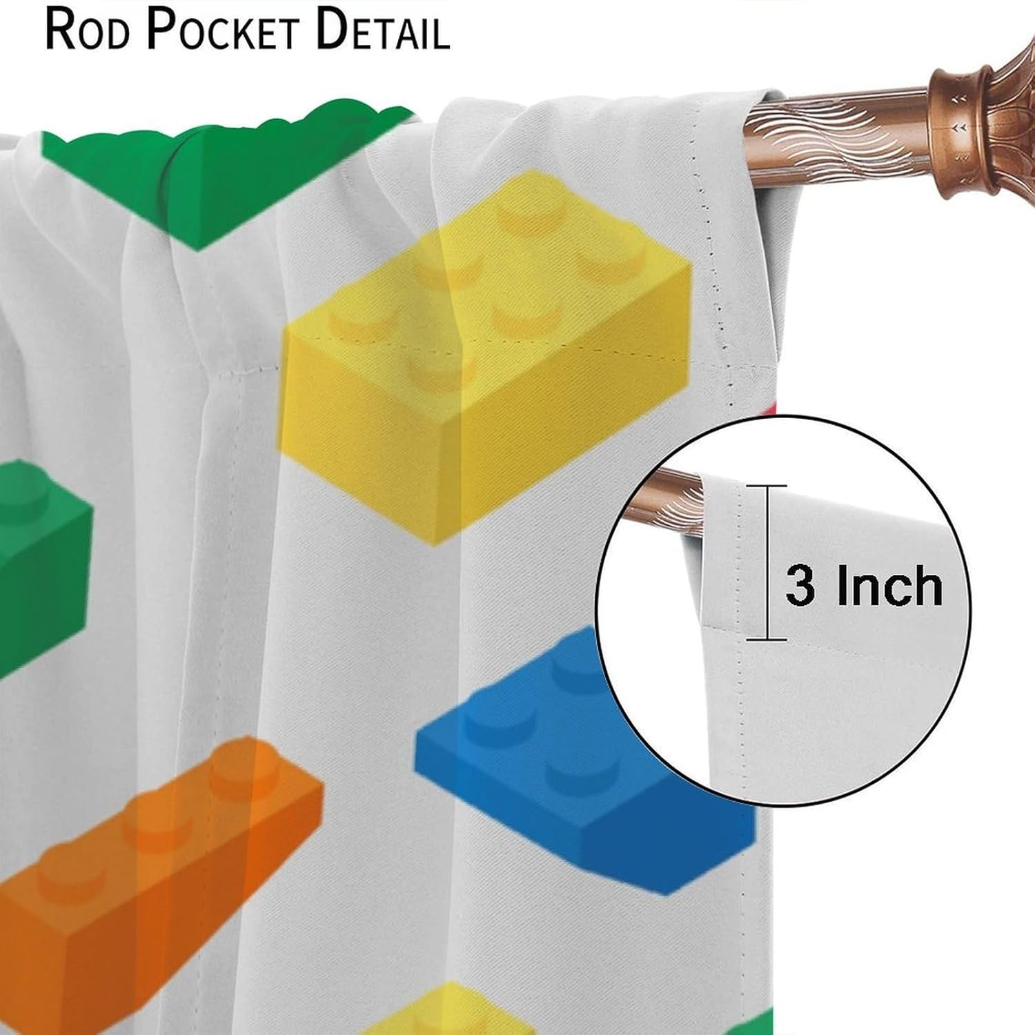 Kids Building Blocks Curtains, - Baby Nursery Curtains 评论和价格