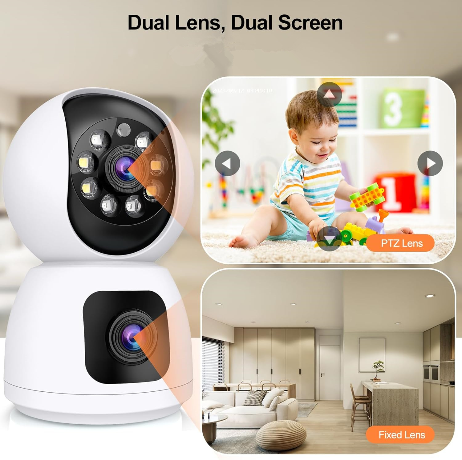 8MP WiFi IP Camera Dual Lens B - Baby Monitor Split Screen 评论和价格
