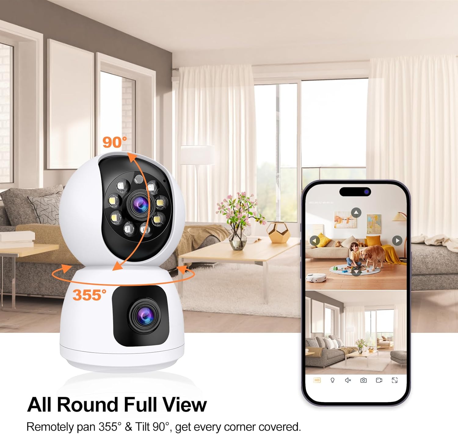 8MP WiFi IP Camera Dual Lens B - Baby Monitor Split Screen 评论和价格