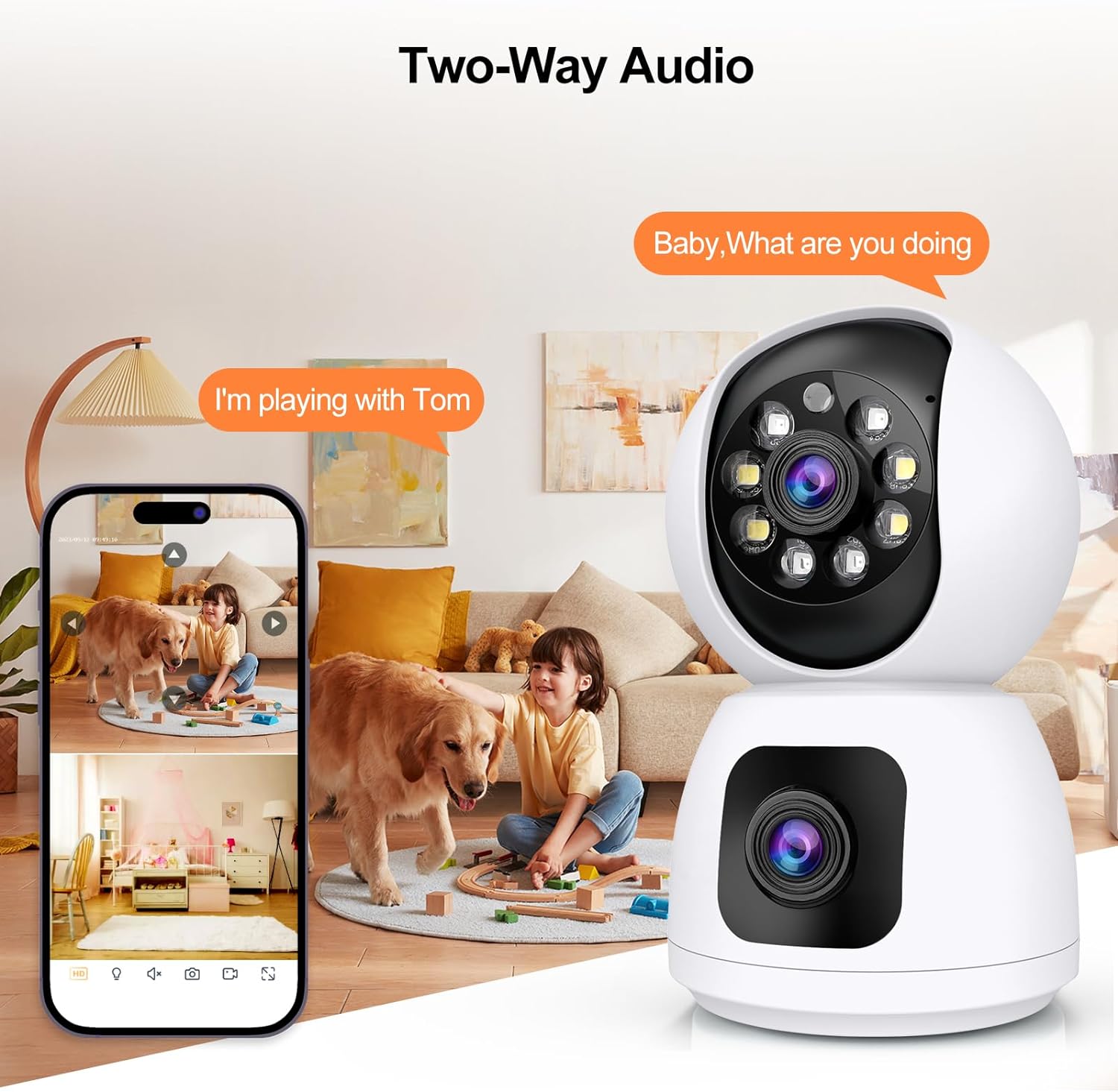 8MP WiFi IP Camera Dual Lens B - Baby Monitor Split Screen 评论和价格