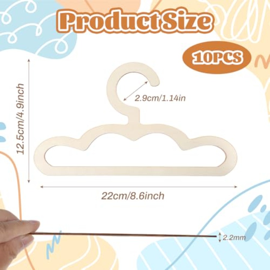 10Pcs Wooden Hangers for Baby  - Closet Organizer Baby 评论和价格