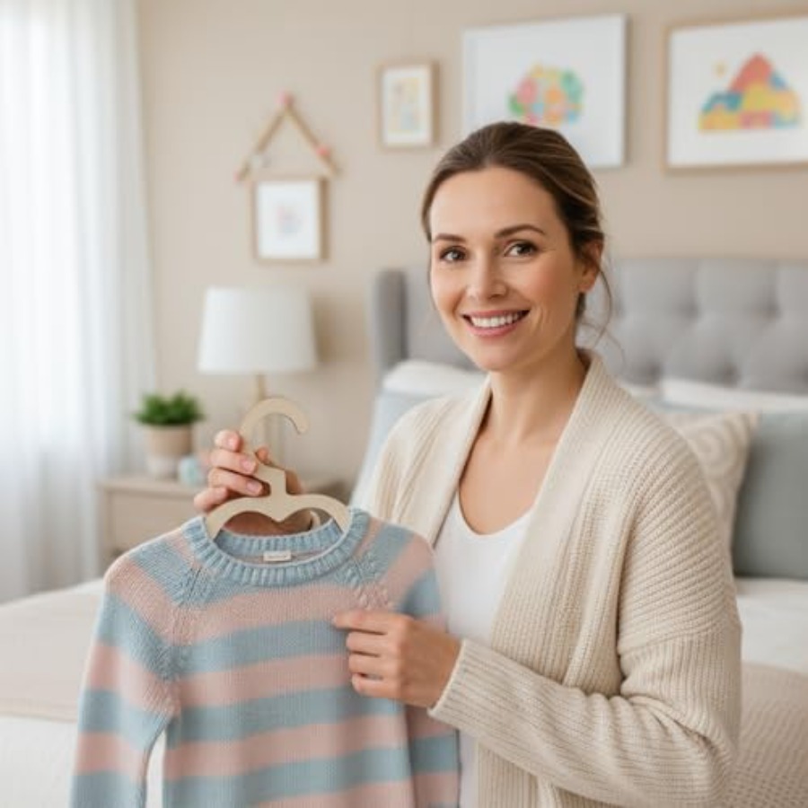 10Pcs Wooden Hangers for Baby  - Closet Organizer Baby 评论和价格